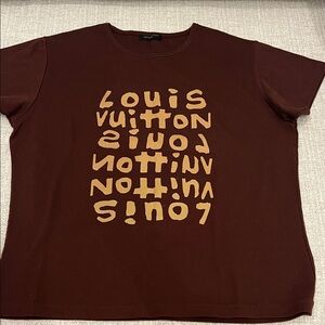 LV Chocolate Brown Tee with Tan Logo